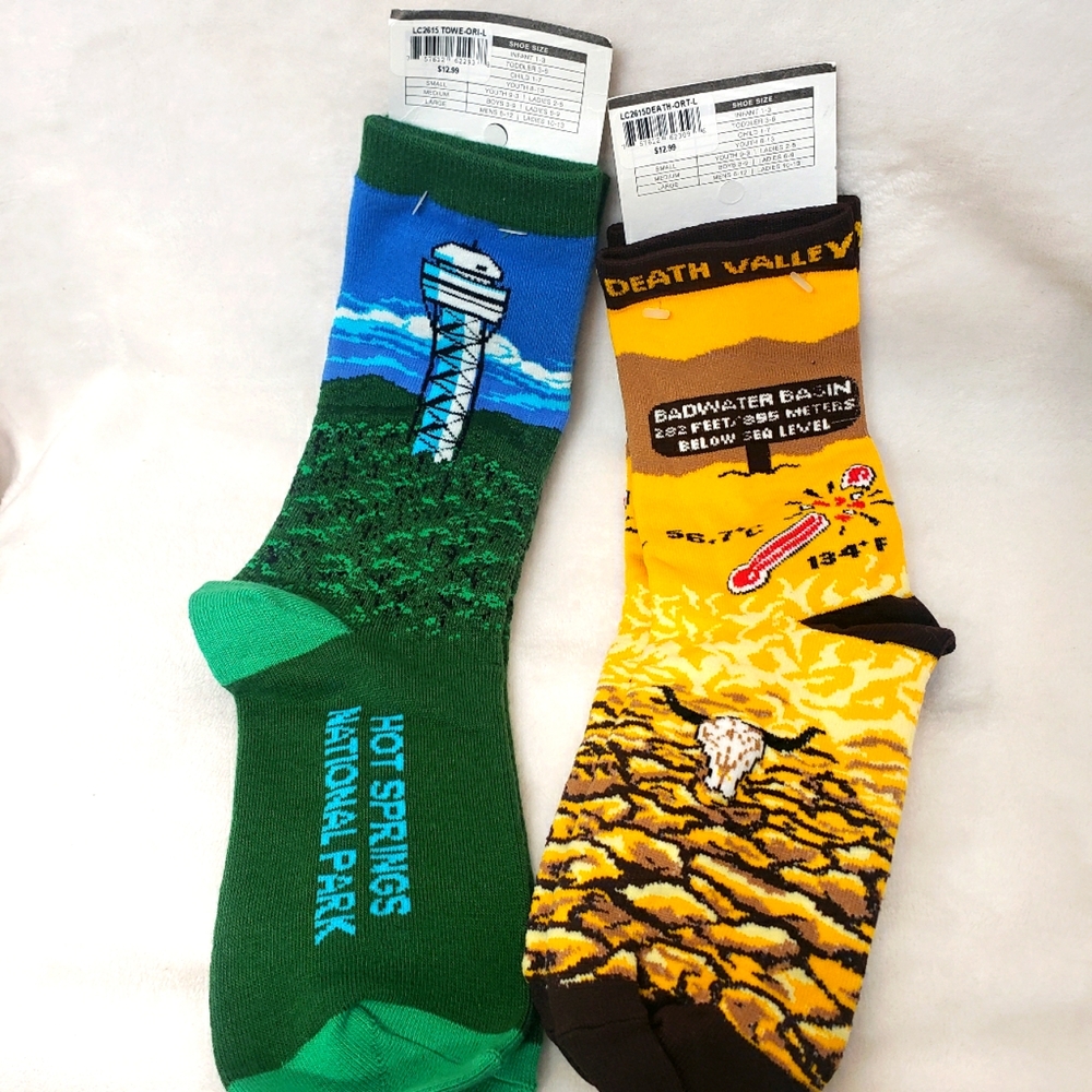 Death Valley Yellow & Brown Mixed, Hot Springs Green & Blue Mixed Socks